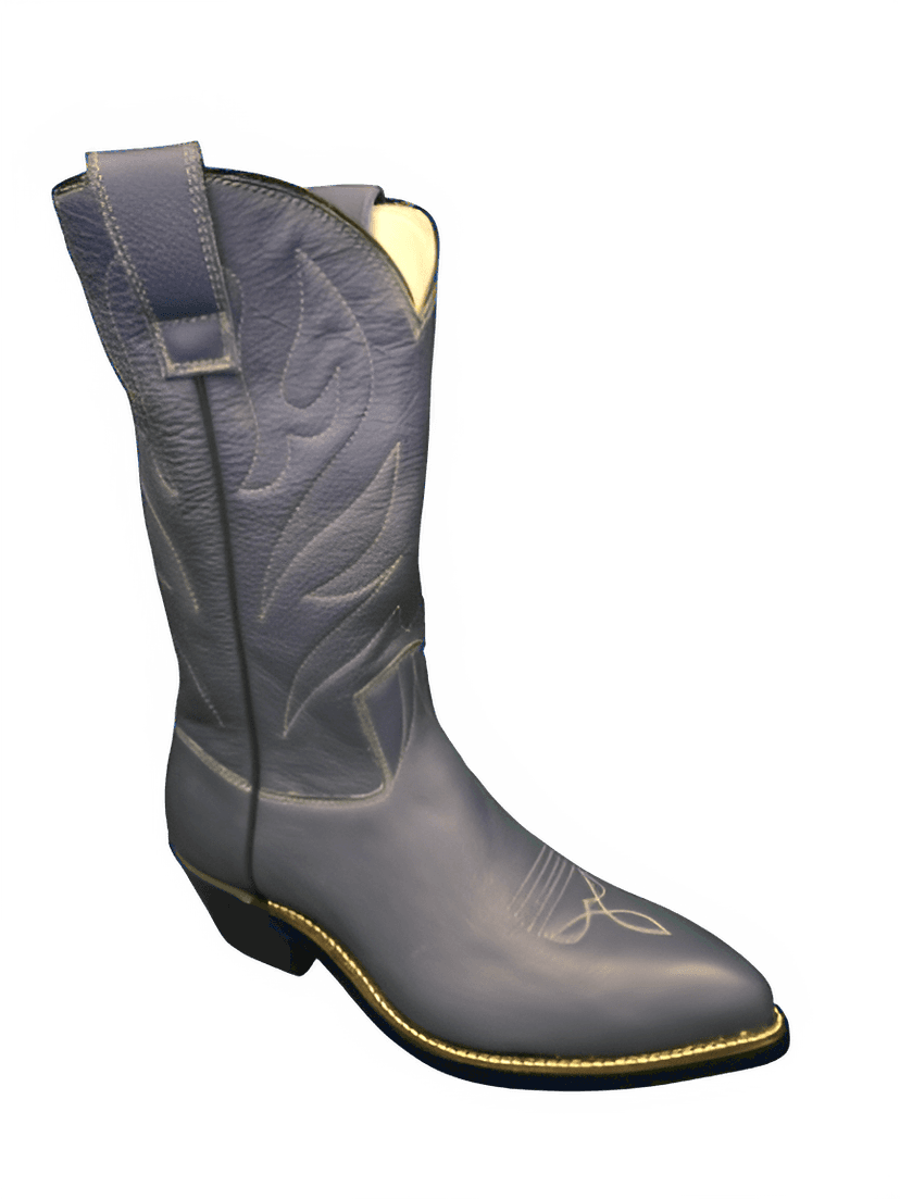 Gray Boot made out Horsehide, with Stitching