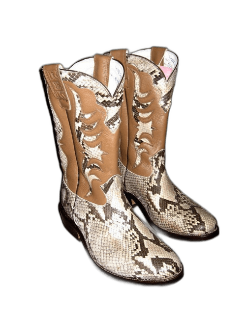 Snake Skin Boots with inlayed in Snake, with Horsehide Tops